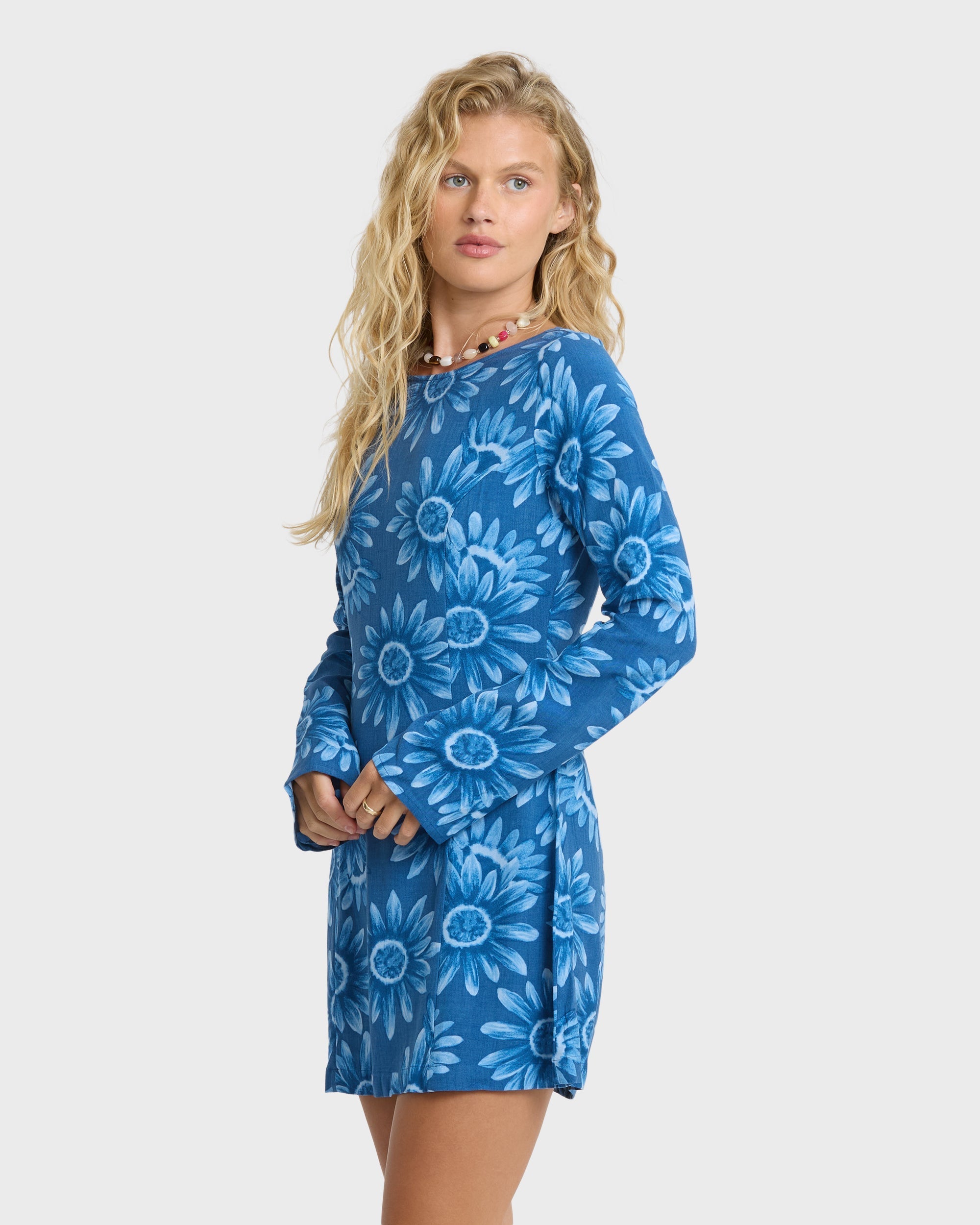 Way Out West Long Sleeve Mini Dress - True Navy