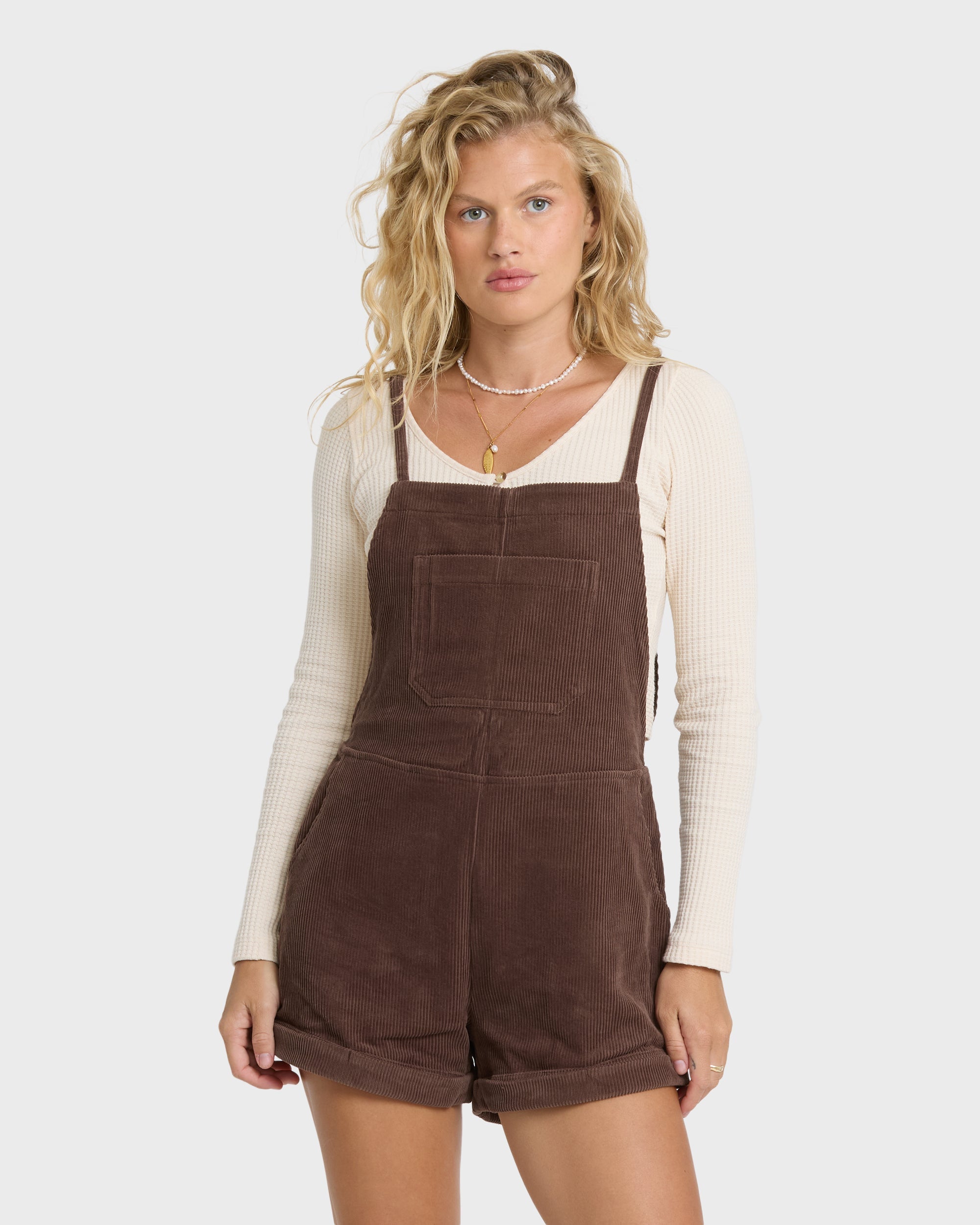 Wild Pursuit Overall Cord Romper - Teak