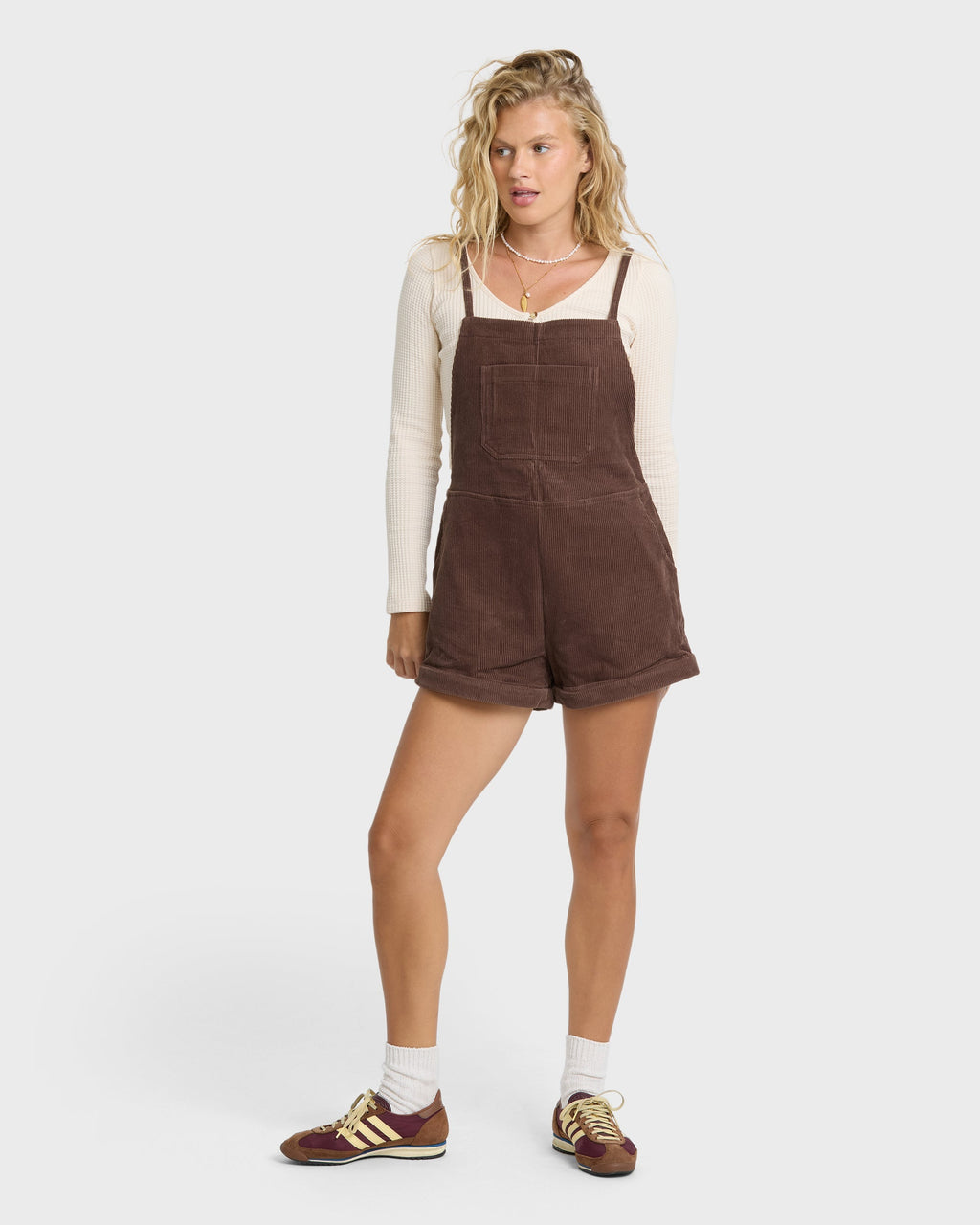 Wild Pursuit Overall Cord Romper - Teak