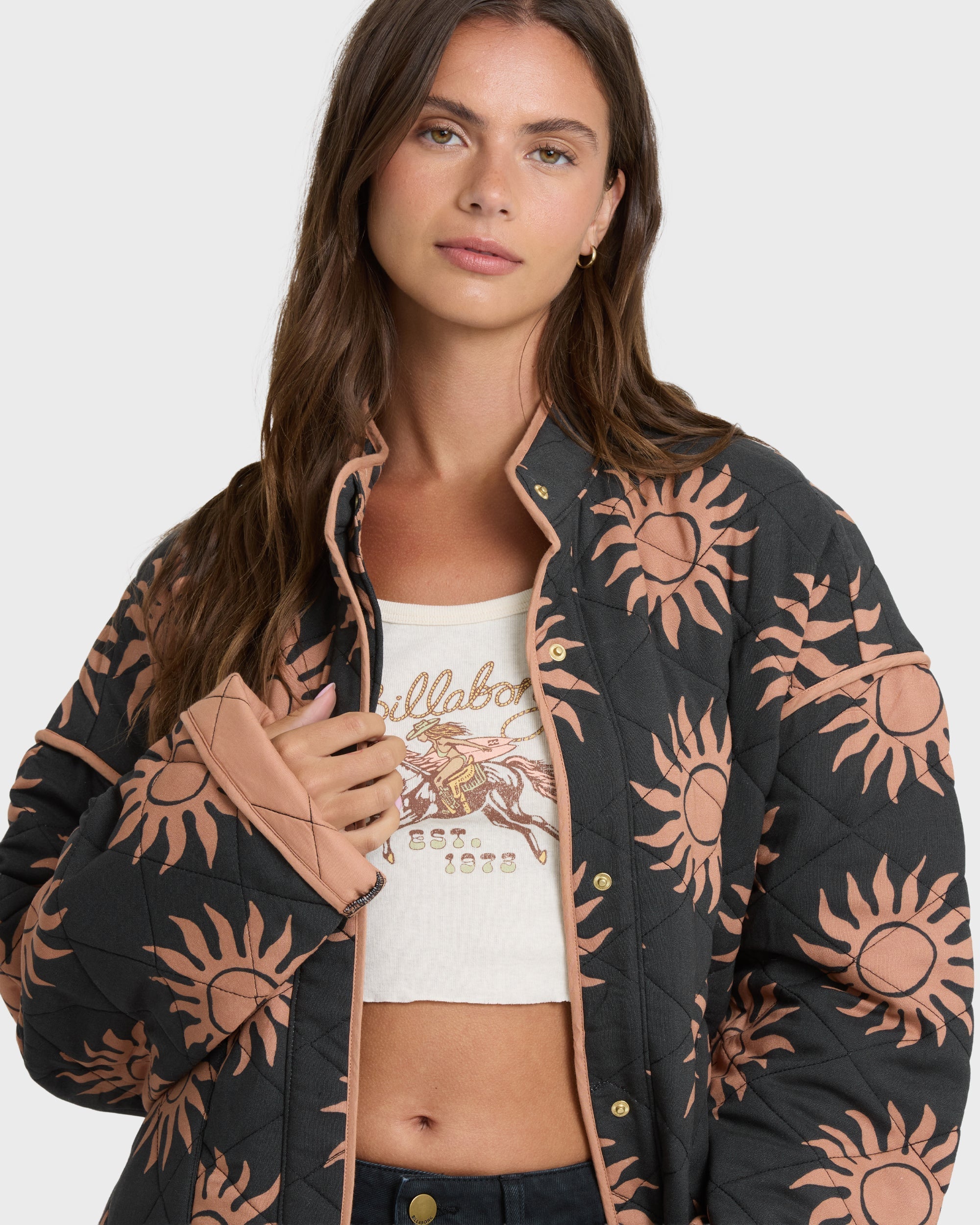 Folk Story Quilted Jacket - Black Sands
