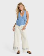 Lyla Saltwashed Halter Top - Sea Blue