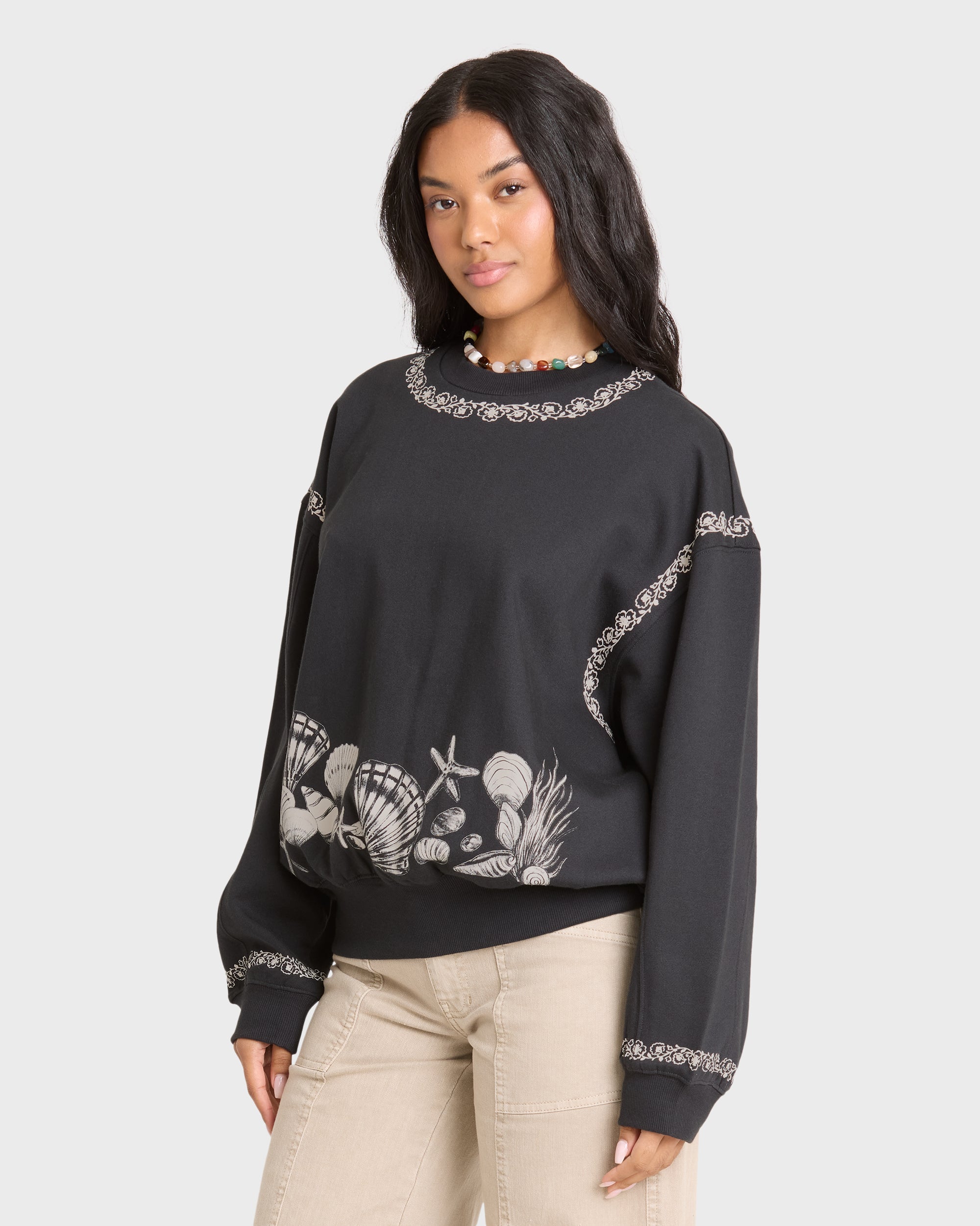 Sea Treasure Kendal Crewneck Sweatshirt - Black Sands