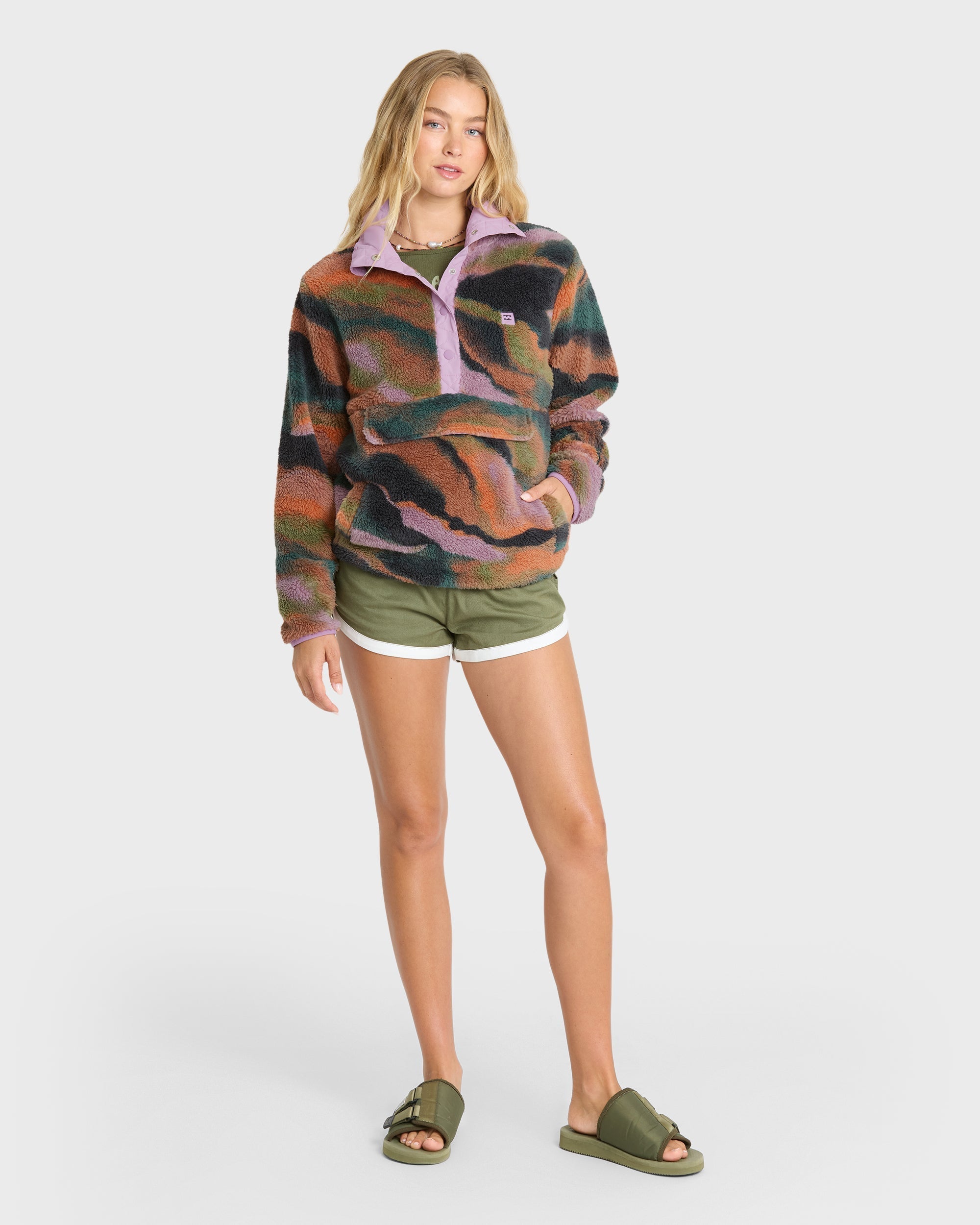Switchback Sherpa Half Snap Fleece Pullover - Black Multi