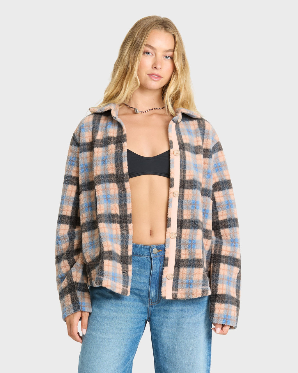 Adventure Division Breezy Fleece Shacket - Blue Bell