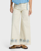 Hibiscus Wave 5-Pocket Pants - White Cap
