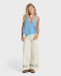 Hibiscus Wave 5-Pocket Pants - White Cap