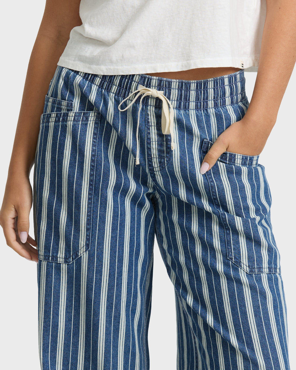 Zonte Elastic Waist Saltwashed Denim Pants - Blue Smoke