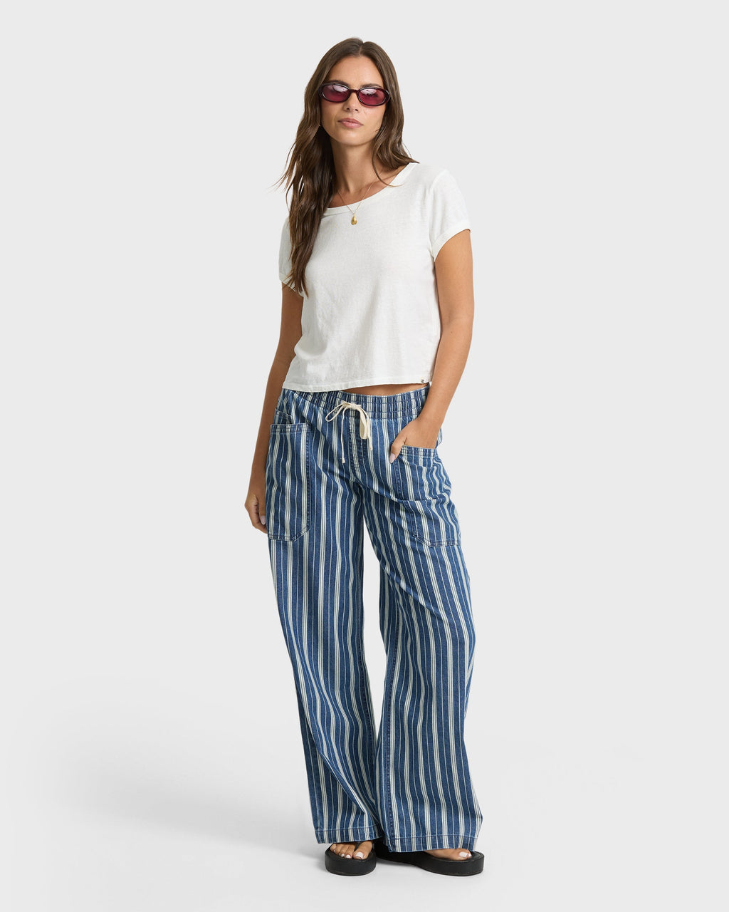 Zonte Elastic Waist Saltwashed Denim Pants - Blue Smoke