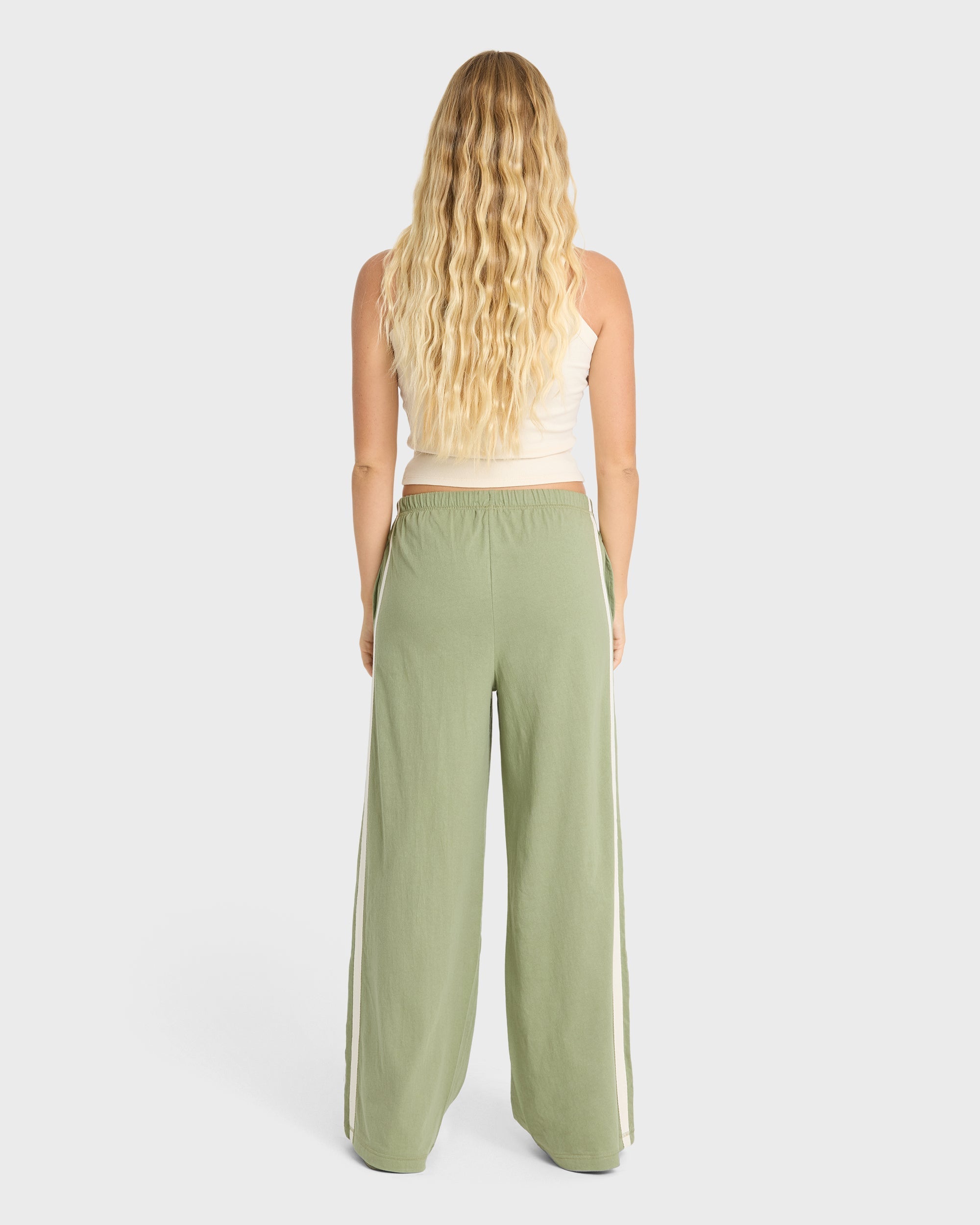 Wave Stamp Knit Pants - Army Green