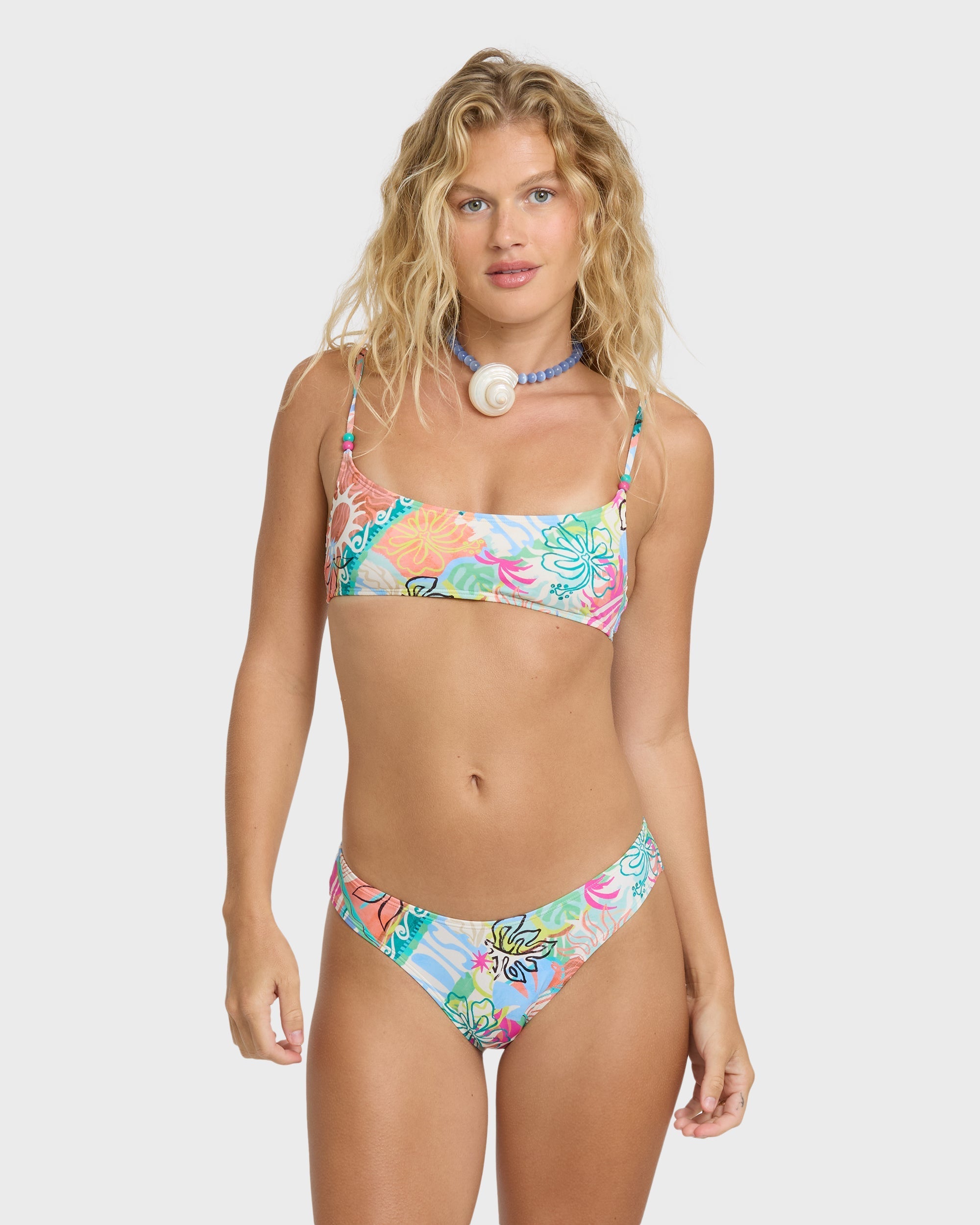 Hot Mess Jaclyn Crop Bikini Top - Blue Multi