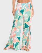 Split Spirit Elastic Waist Pants - Misty Blue