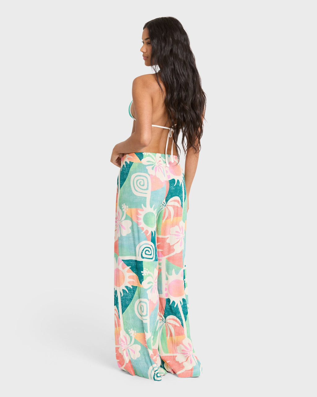 Split Spirit Elastic Waist Pants - Misty Blue
