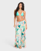 Split Spirit Elastic Waist Pants - Misty Blue