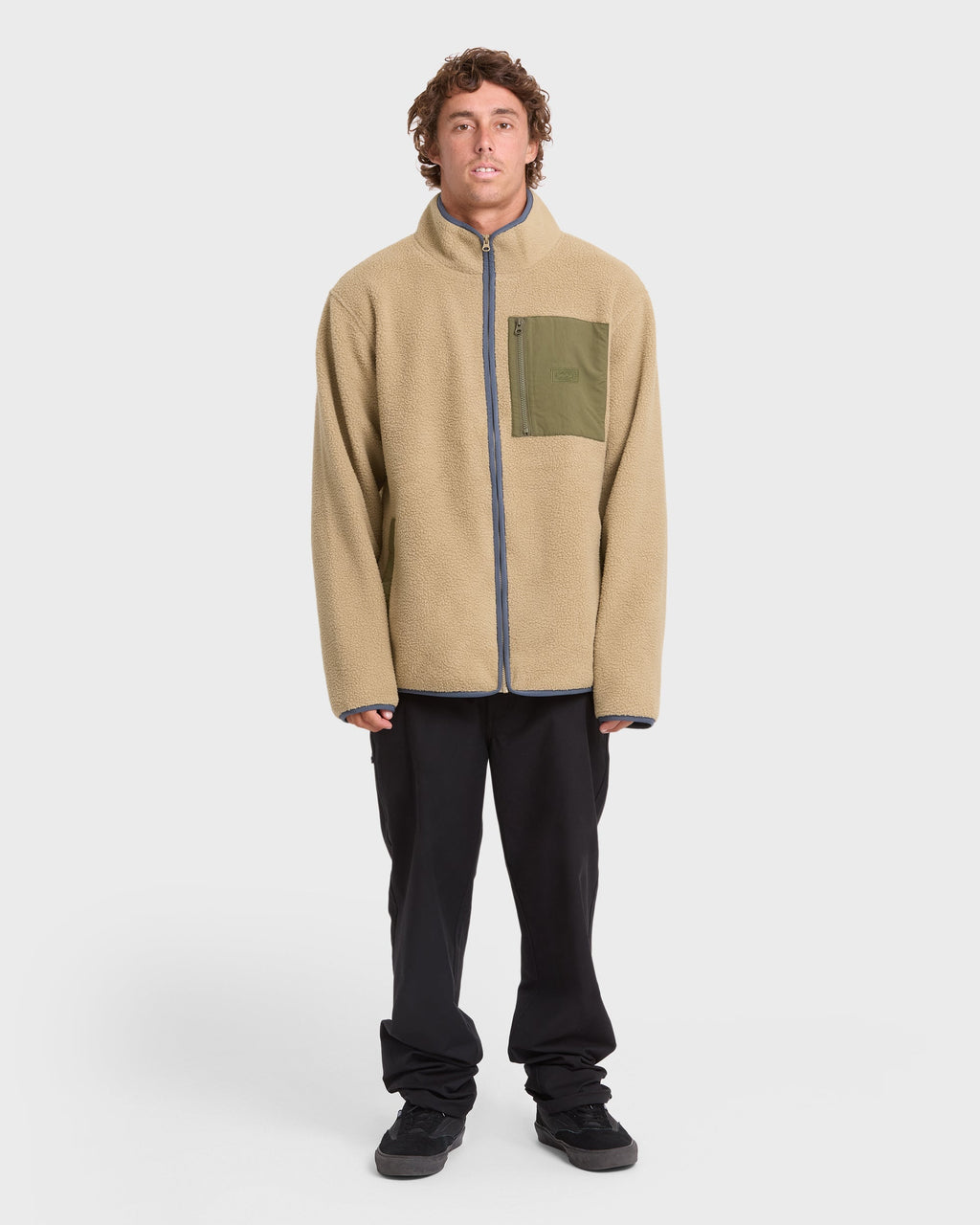Alpine Mock Neck Full-Zip Fleece - Pale Khaki