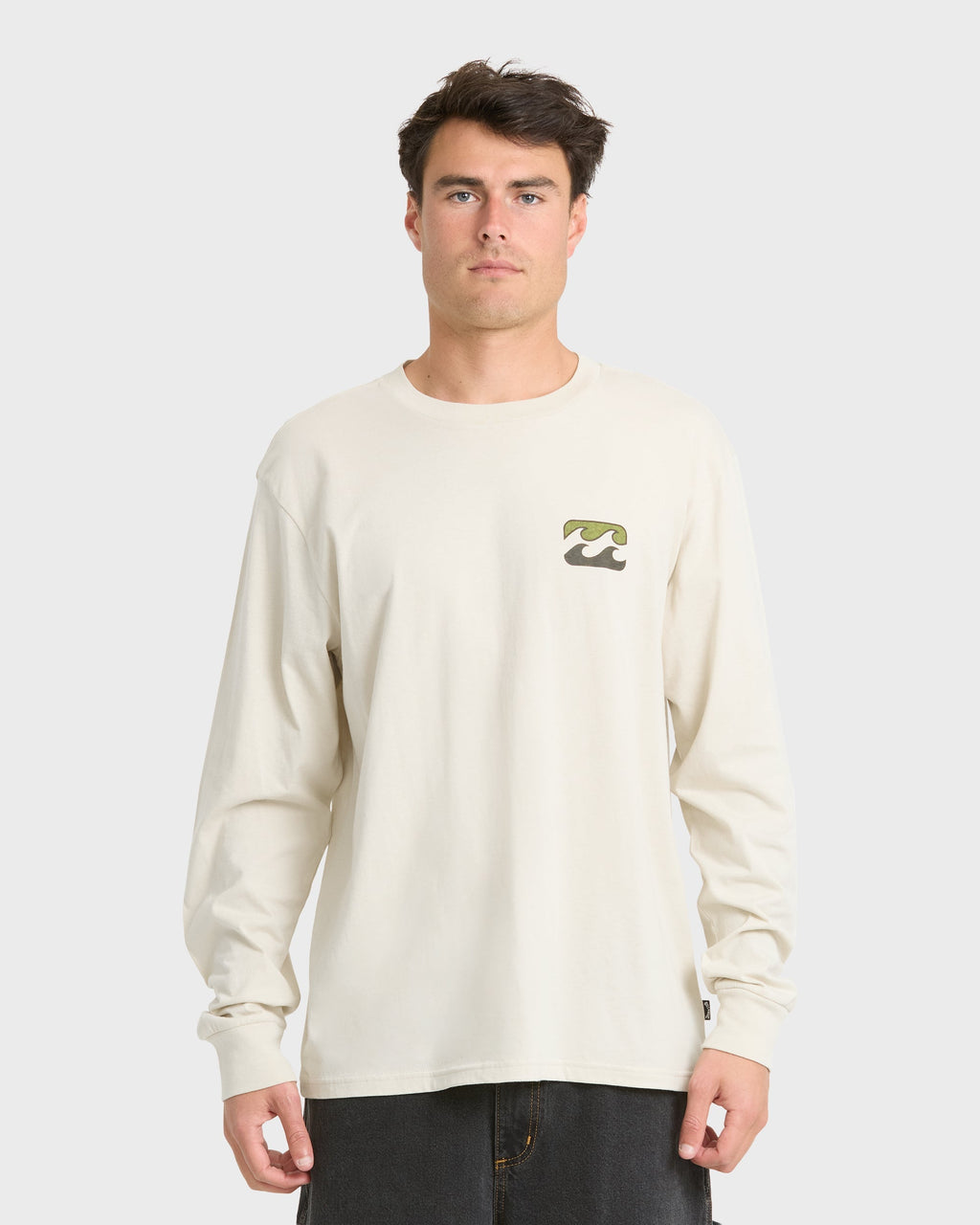 Crayon Wave Premium Long Sleeve Knit T-Shirt - Oatmeal