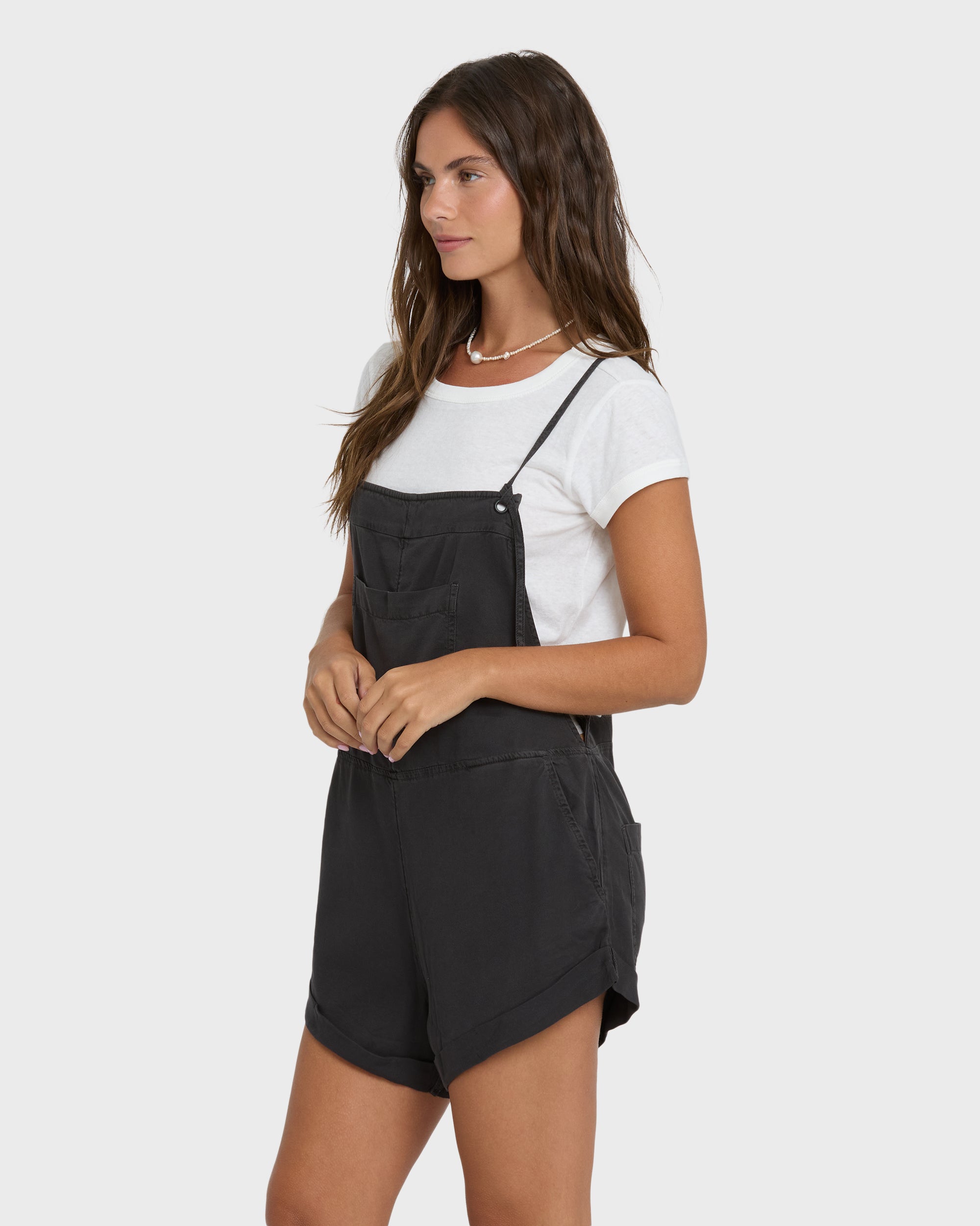 Wild Pursuit Overall Romper - Off Black