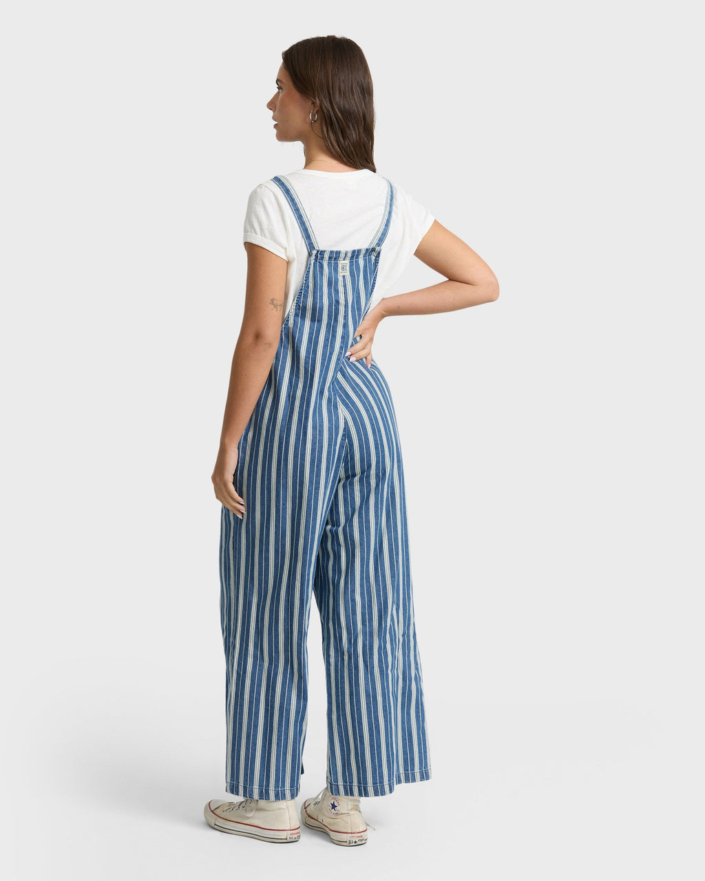 Pacific Time Saltwashed Stripe Jumpsuit - Blue Smoke