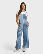 Pacific Time Saltwashed Stripe Jumpsuit - Blue Smoke