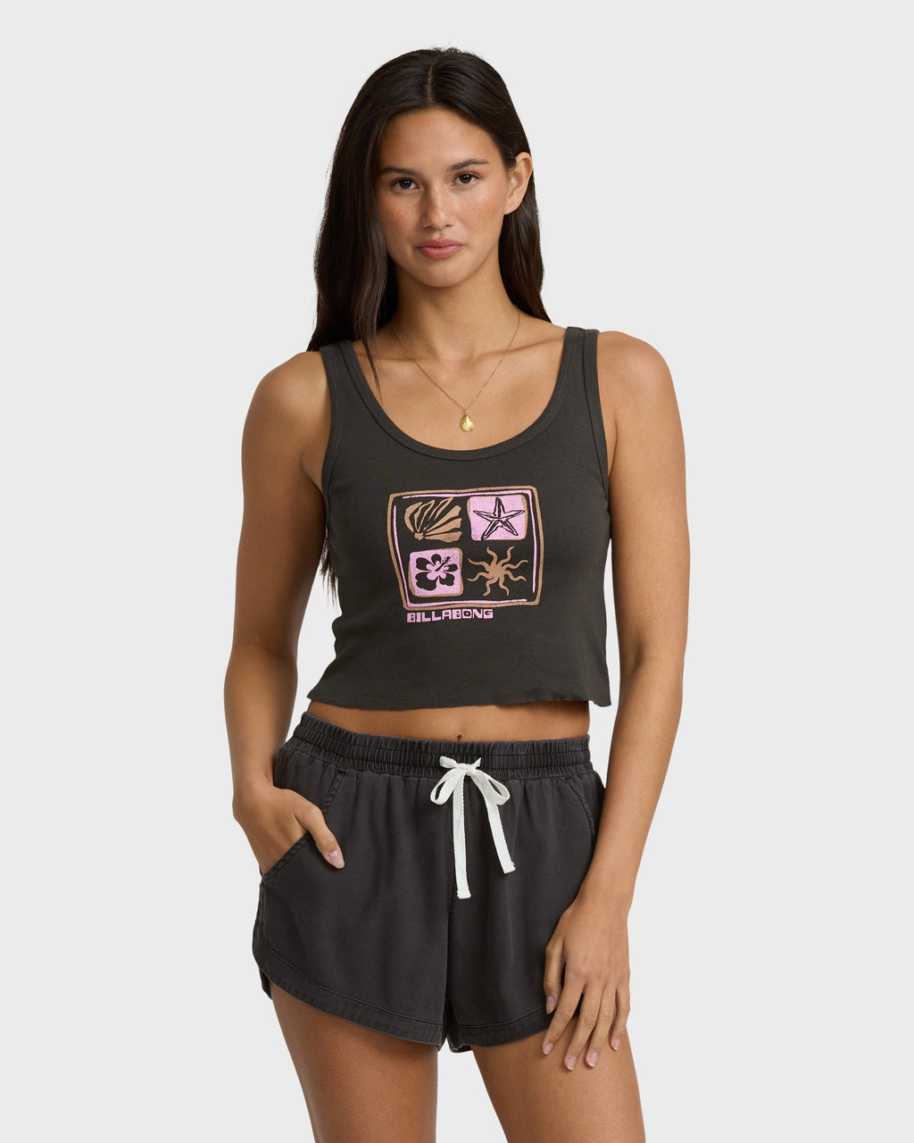 Day Tripping Goddess Tank Top - Off Black