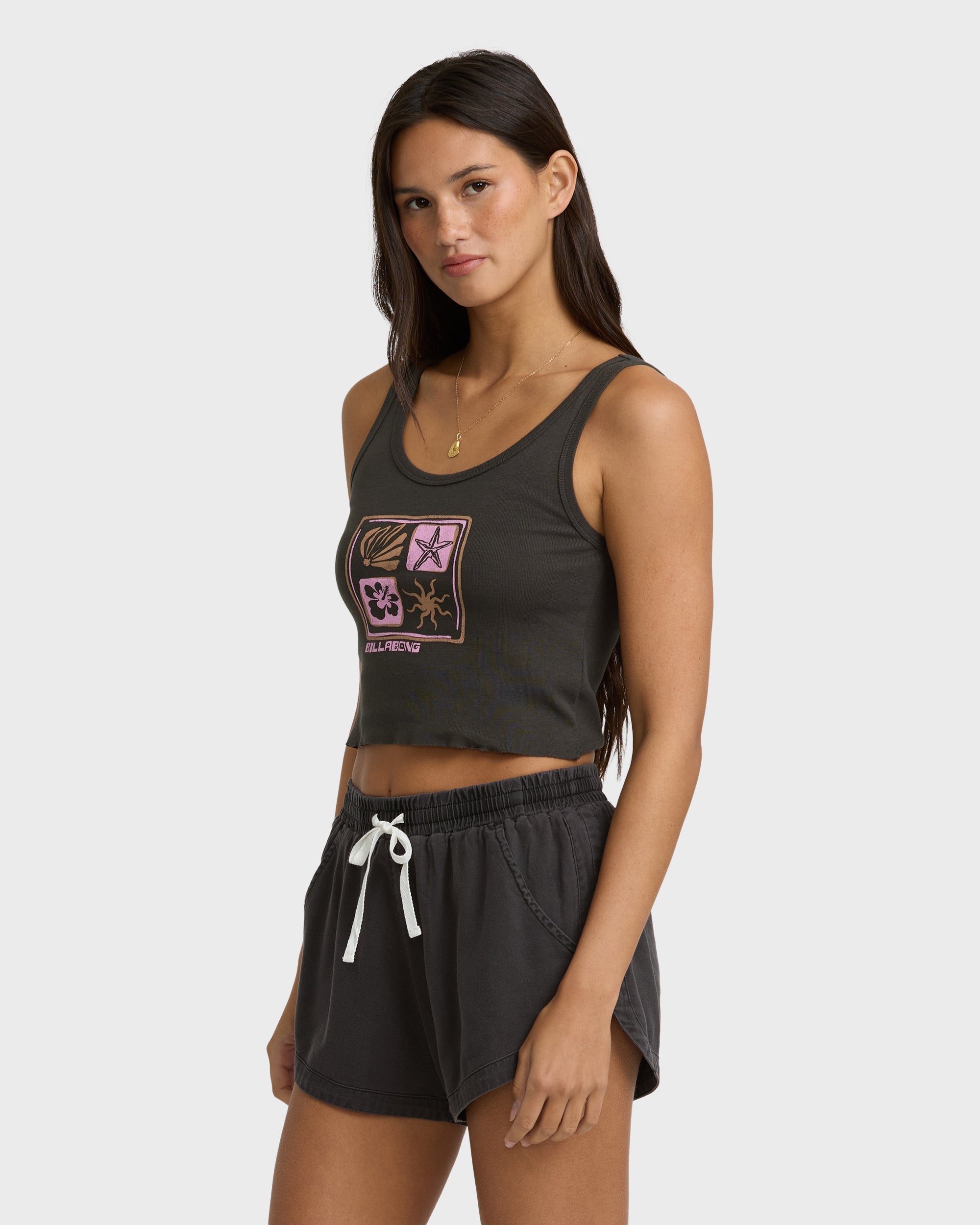 Day Tripping Goddess Tank Top - Off Black