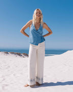 Hibiscus Wave 5-Pocket Pants - White Cap