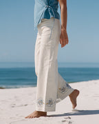 Hibiscus Wave 5-Pocket Pants - White Cap