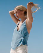Lyla Saltwashed Halter Top - Sea Blue