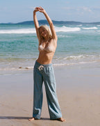 Zonte Elastic Waist Saltwashed Denim Pants - Sea Blue